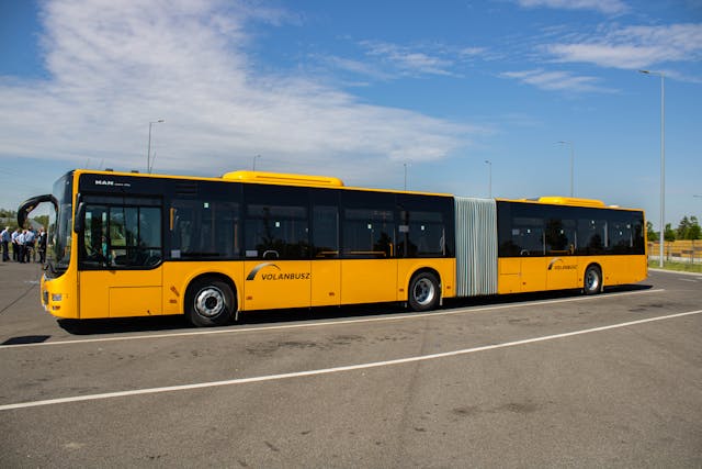 Yellow Volánbusz bus in Hungary